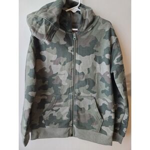 Cat & Jack Boys Camo Zip Up Hoodie Sweatshirt Size S 6/7 Green Full Zip